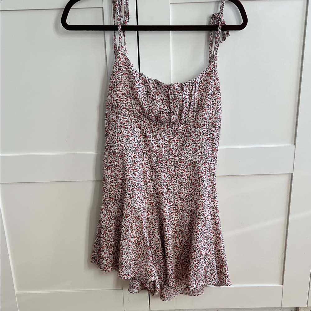 Princess Polly Floral Jumpsuit - Red and White